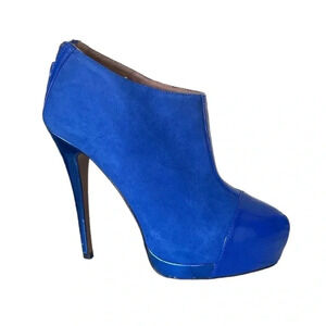 ALDO | Korsen Royal Blue Suede/Patent Leather Toe Plattform Heel Booties Size 10